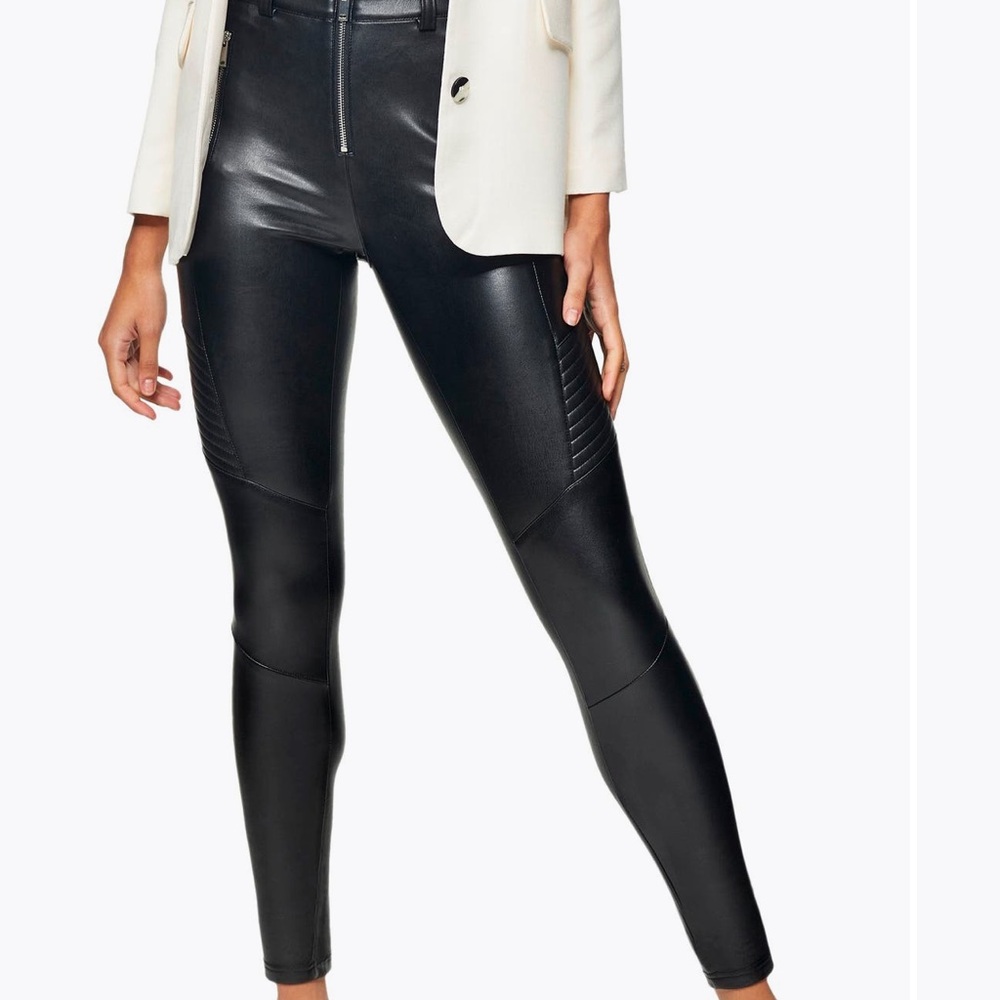 Topshop Black Faux Moto Skinny Pants